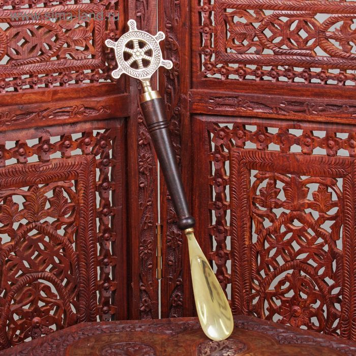 Ложка для обуви "Штурвал" латунь 37х7,5х2,5 см