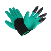 Перчатки садовые, нейлоновые &laquo;Землеройки&raquo;, с латексной пропиткой, с когтями, зелёные, Greengo