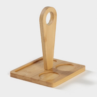 Набор керамический для специй на бамбуковой подставке BellaTenero &laquo;Герда&raquo;, 3 предмета: солонка 120 мл, перечница 120 мл, салфетница, цвет белый