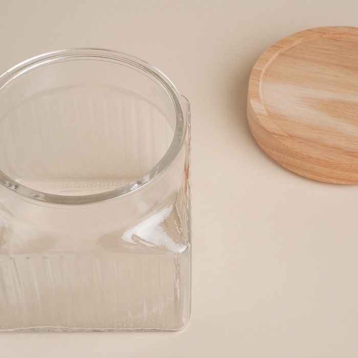 Банка стеклянная для хранения сыпучих продуктов SL Home &laquo;Афины&raquo;, 1 л, 11&times;11,5 см, с деревянной крышкой