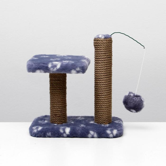 Когтеточка для котят двойная, 30 х 20 х 34 см, джут, серая с лапками Когтеточка для котят двойная, 30 х 20 х 34 см, джут, серая с лапками