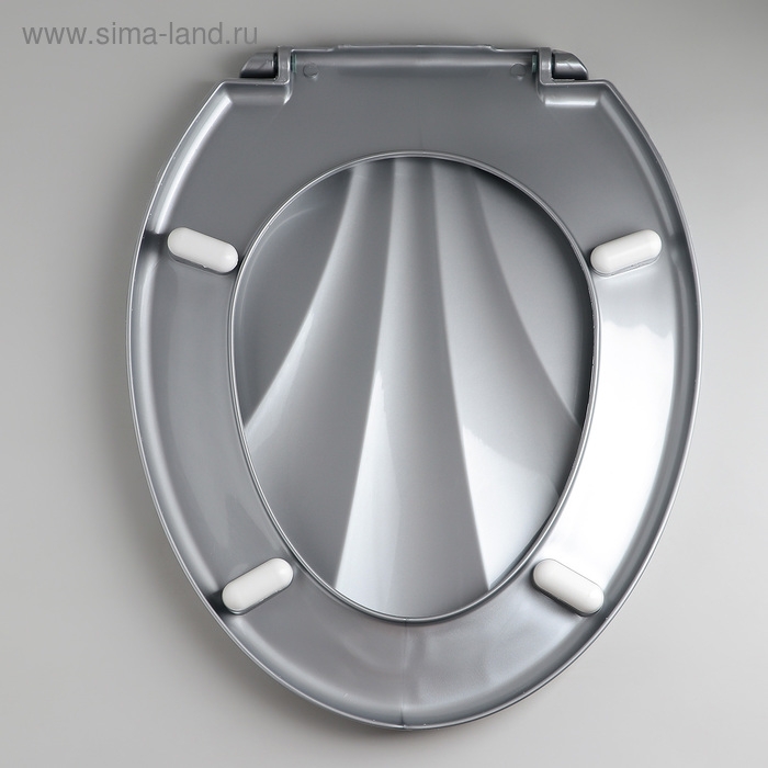 Сиденье для унитаза &laquo;Ракушка&raquo;, 44,5&times;37 см, с крышкой, серебристый перламутр