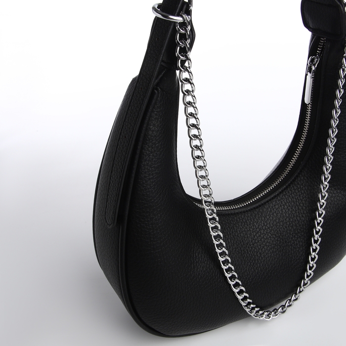 Сумка женская хобо на молнии TEXTURA, средний размер, цвет чёрный