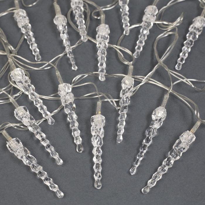 Гирлянда &laquo;Нить&raquo; 5 м с насадками &laquo;Сосульки тающие&raquo;, IP20, прозрачная нить, 20 LED, свечение мульти (RG/RB), мигание, 220 В