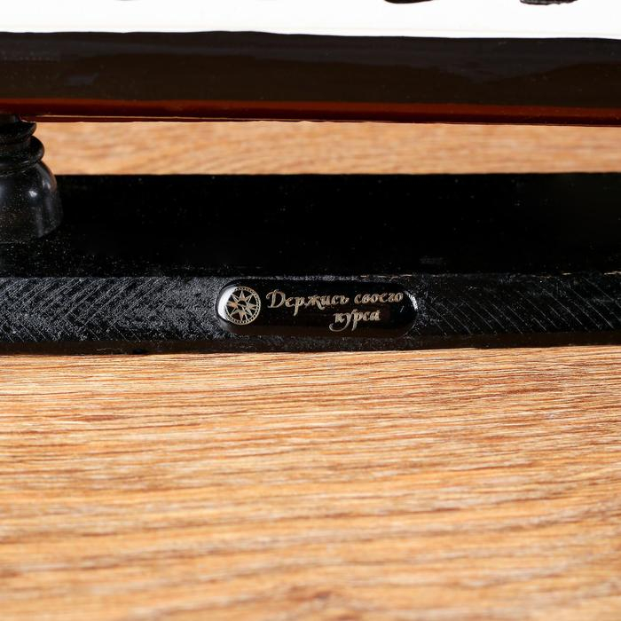 Корабль сувенирный большой &laquo;Рион&raquo;, борта сине/чёрные, паруса бежевые с полосами, 50х44х10 см