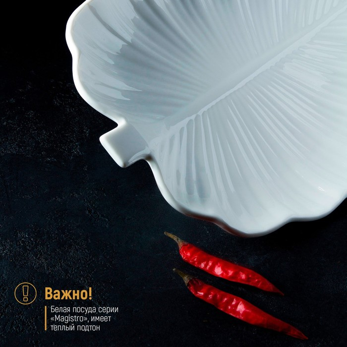 Блюдо фарфоровое Magistro &laquo;Лист Бланш&raquo;, 31&times;22&times;3,5 см, цвет белый