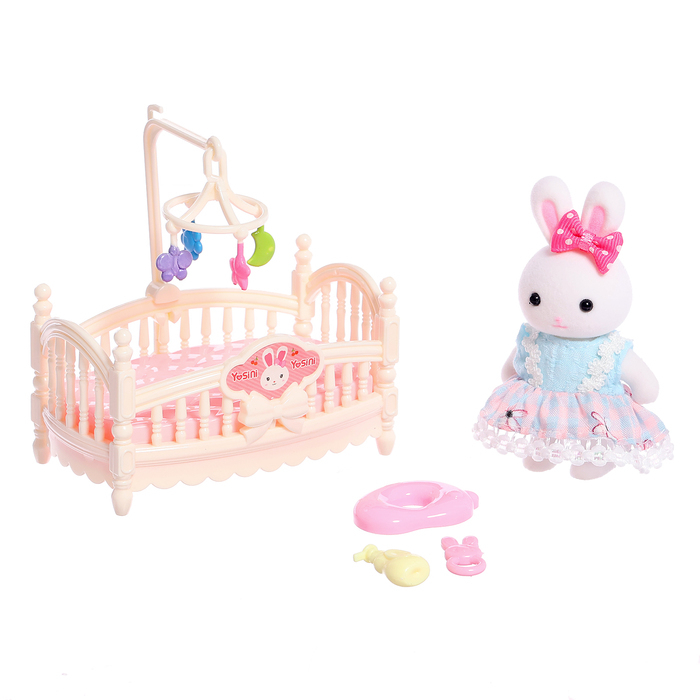 Набор игровой &laquo;Зайчик&raquo; с кроваткой, с аксессуарами, МИКС