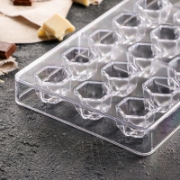 Форма для конфет и шоколада KONFINETTA &laquo;Секрет&raquo;, 27,5&times;17,5&times;2,5 см, 21 ячейка 2,5&times;2,2&times;2 см, цвет прозрачный