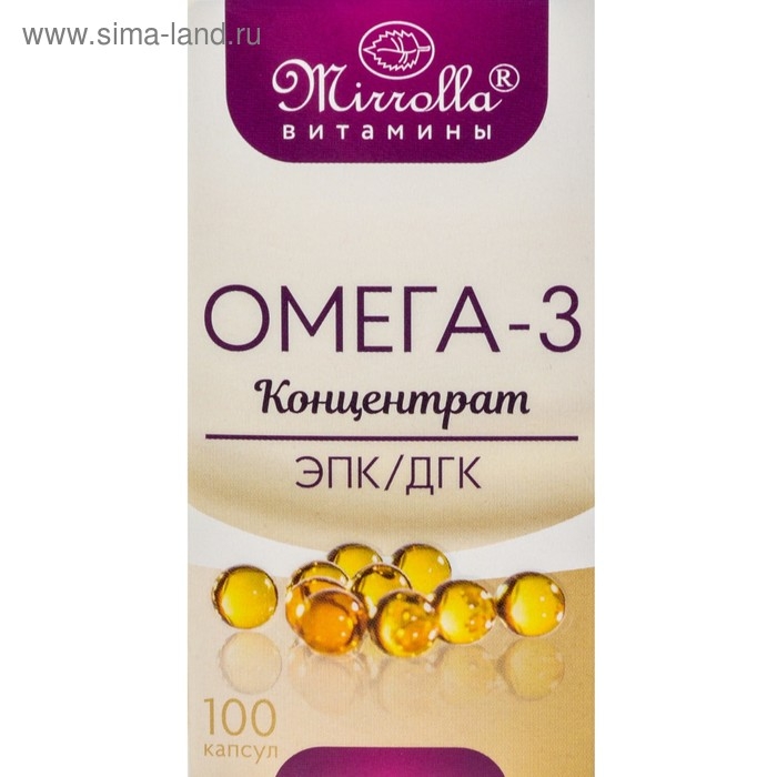 Пищевая добавка Mirrolla &laquo;Омега-3 Концентрат&raquo;, 100 капсул