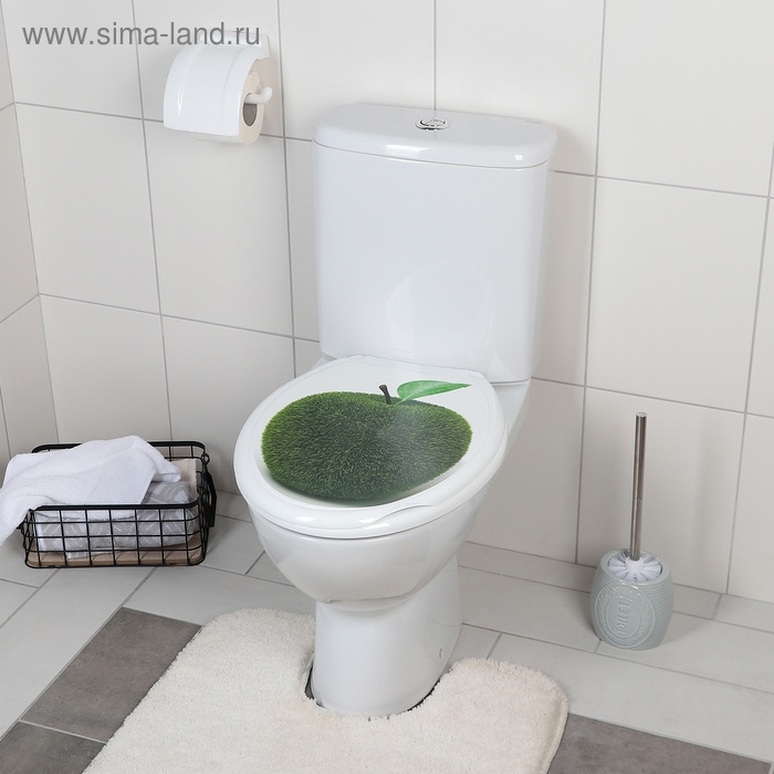 Сиденье для унитаза с крышкой Росспласт &laquo;Декор. Яблоко&raquo;, 44,5&times;37 см, белое