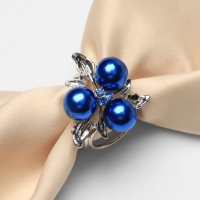 Кольцо для платка &laquo;Черничка&raquo;, цвет синий в серебре