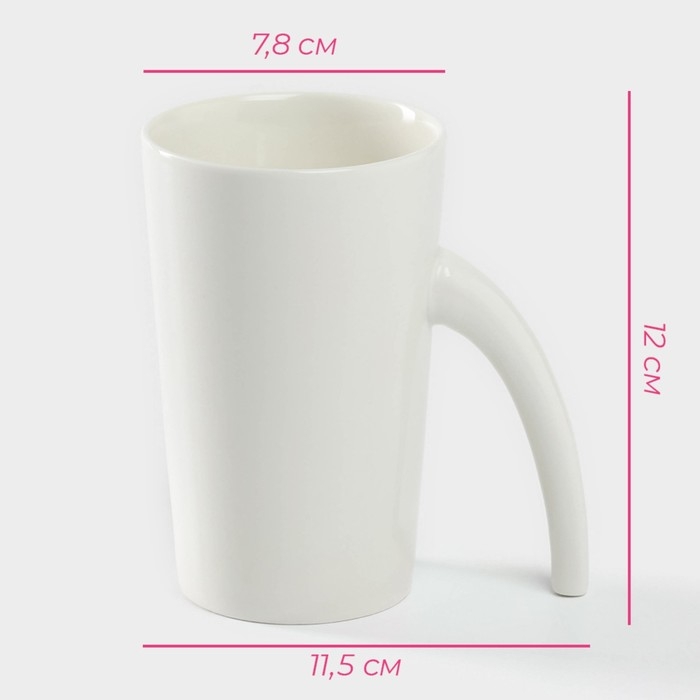 Кружка керамическая Доляна Coffee Brea, 300 мл, 11,5&times;7,8&times;12 см, цвет белый