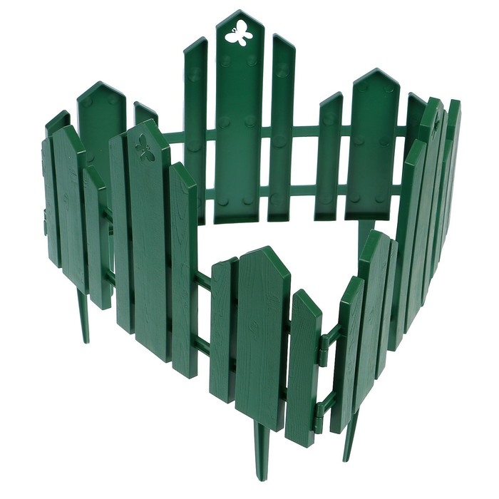 Ограждение декоративное, 25 &times; 170 см, 5 секций, пластик, зелёное, &laquo;Чудный сад&raquo;