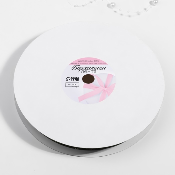 Лента бархатная, с золотым люрексом, 20 мм, 18 &plusmn; 1 м, цвет зелёный №165