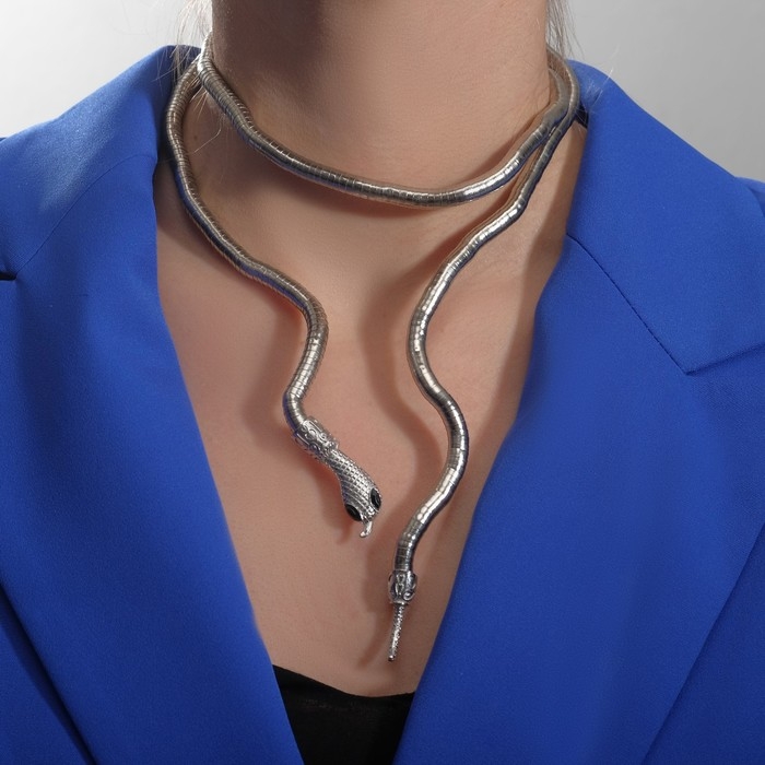Колье-трансформер &laquo;Змея&raquo;, цвет чернёное серебро, 90 см