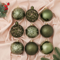 Набор шаров пластик d-8 см, 9 шт "Сильва ассорти" зелёный