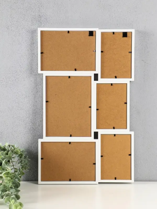 Фоторамка МДФ, стекло на 6 фото 10х15, 13х18, 15х20 см "Воспоминания" белая 51х31,5х2,2 см   1090674