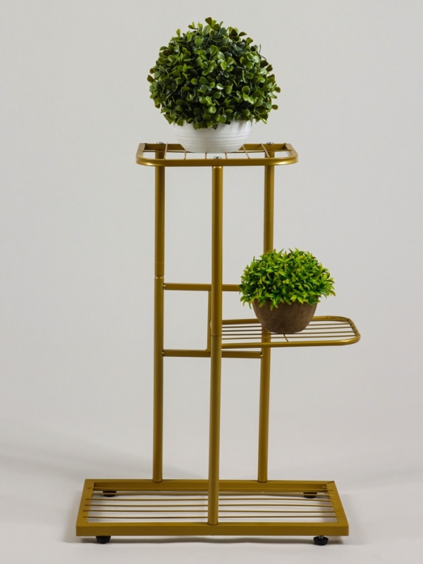 Подставка для цветов Greengo, 3 полки, 43 &times; 22 &times; 57 см, напольная, металл, цвет золотой
