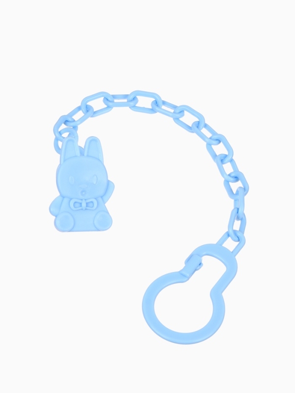 Пустышка классическая, с держателем, +0мес., цвет голубой