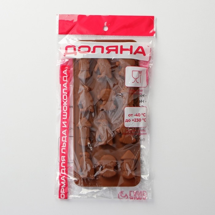 Форма для шоколада Доляна &laquo;Пингвины&raquo;, силикон, 21,5&times;10&times;1,5 см, 12 ячеек, цвет коричневый