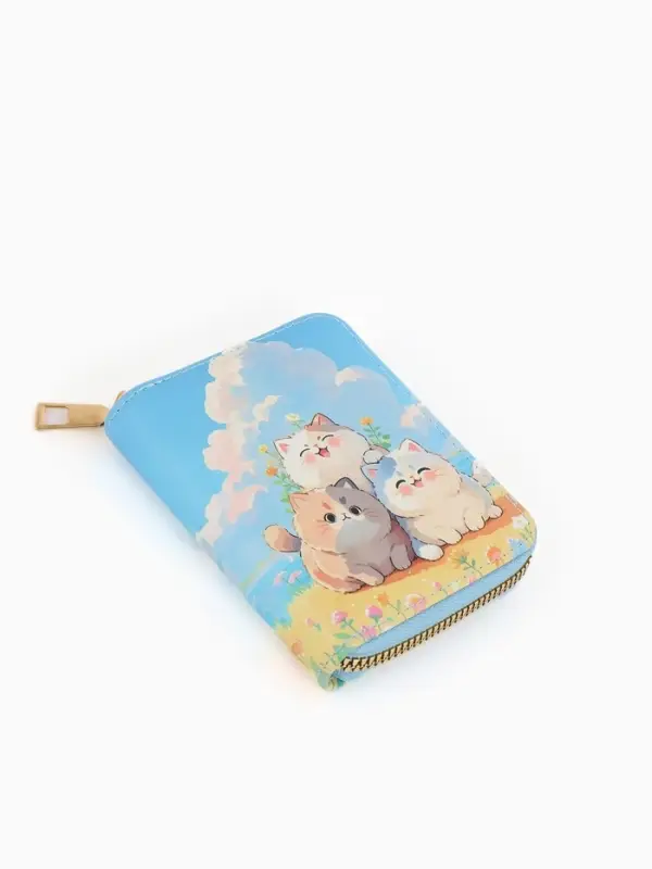 Кошелек дет 07-01-01 Июнь2545 кот, 8,5*2,5*10,5 см, 2 отд+отд/молн, д/карт, голубой