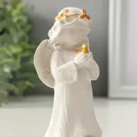 Фигура "Ангел с птицей" размер 11х7х4 см, белый с позолотой