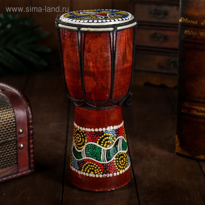 Сувенирный музыкальный инструмент "Барабан Джембе Цветочный узор" 11x11x20 см МИКС