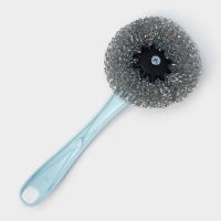 Губка для посуды Доляна &laquo;Бублик&raquo;, с ручкой, металлическая, 15 гр, цвет МИКС