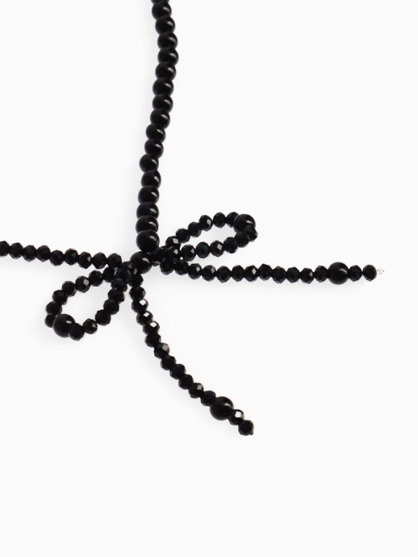 Бусы &laquo;Бантик&raquo; бусина №4,6, цвет чёрный в серебре, 40 см