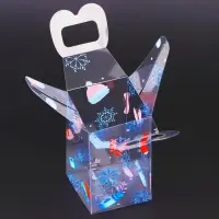 Коробка подарочная новогодняя складная ПВХ &laquo;С Праздником!&raquo; 6&times;6&times;10 см