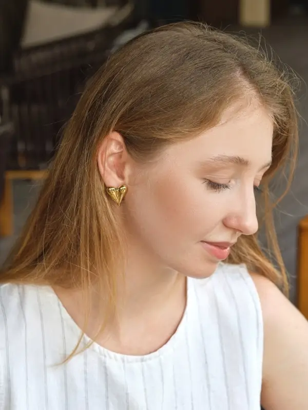 Набор серьги "Сердце" нежность, цвет золото