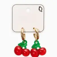 Серьги-кольца "Вишенки" легкие, цветные в золоте