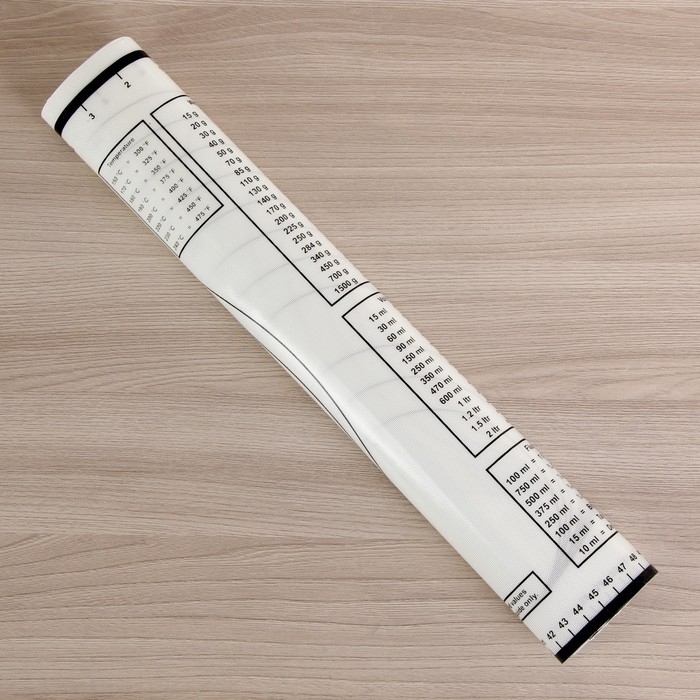 Коврик для выпечки и раскатки теста с разметкой, армированный, силикон, 59&times;38,5 см, белый