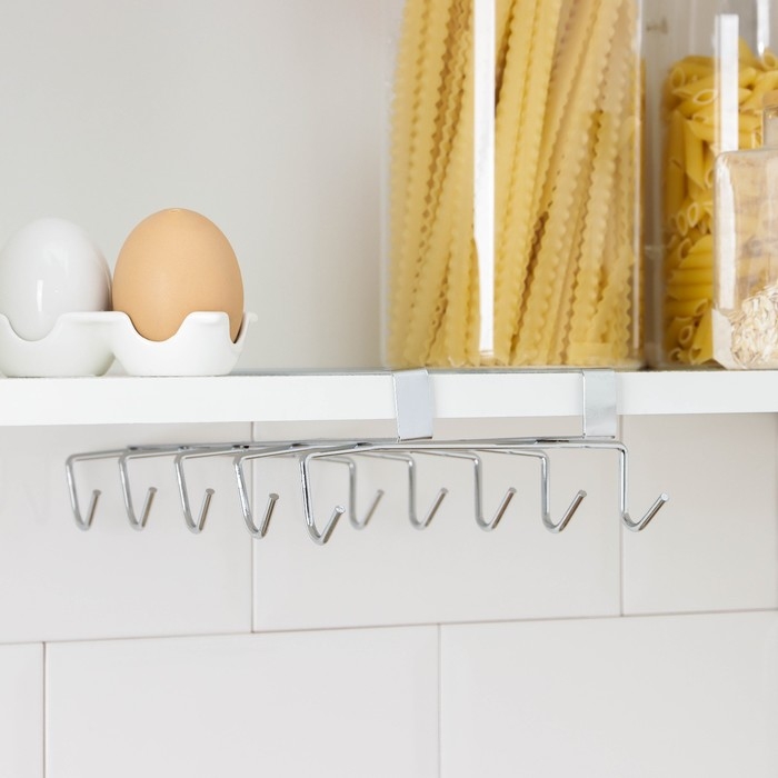 Держатель для кружек подвесной на 10 предметов Доляна, 27,5&times;14&times;6,5 см, цвет серебристый