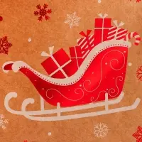 Пакет крафт с тиснением, круглая ручка, &laquo;Новогдние сани&raquo; 21&times;27&times;11 см, 120 г