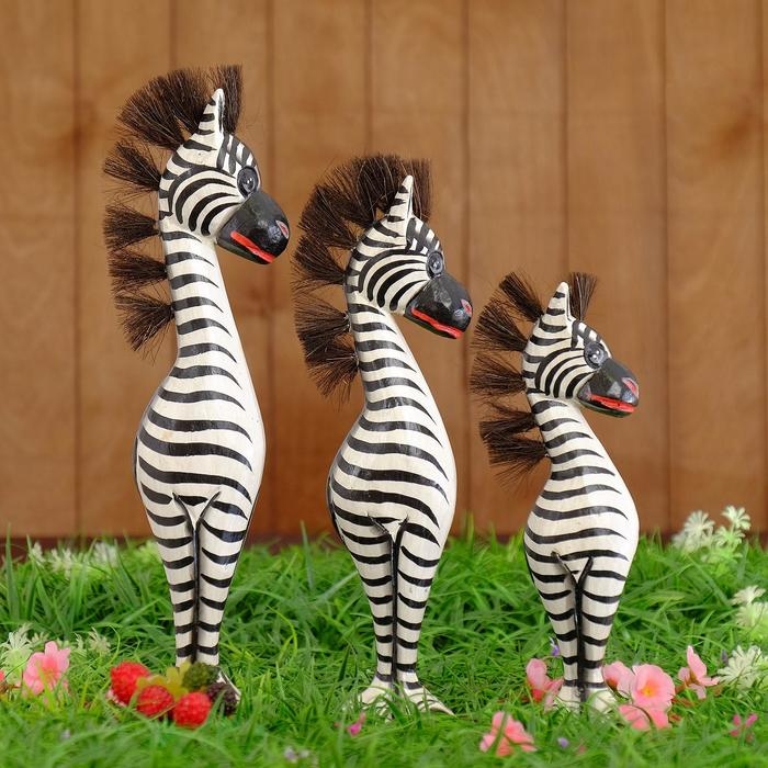 Сувенир дерево "Семейство зебр" (набор 3 штуки: высота 40,35,30 см)