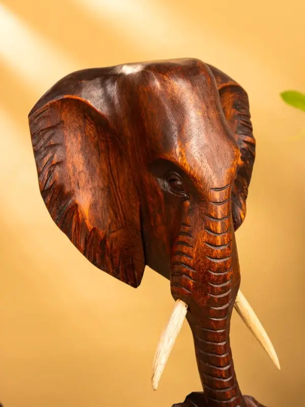 Сувенир "Голова слона" дерево Суар, 18х9х38 см, цв. тёмно-коричневый