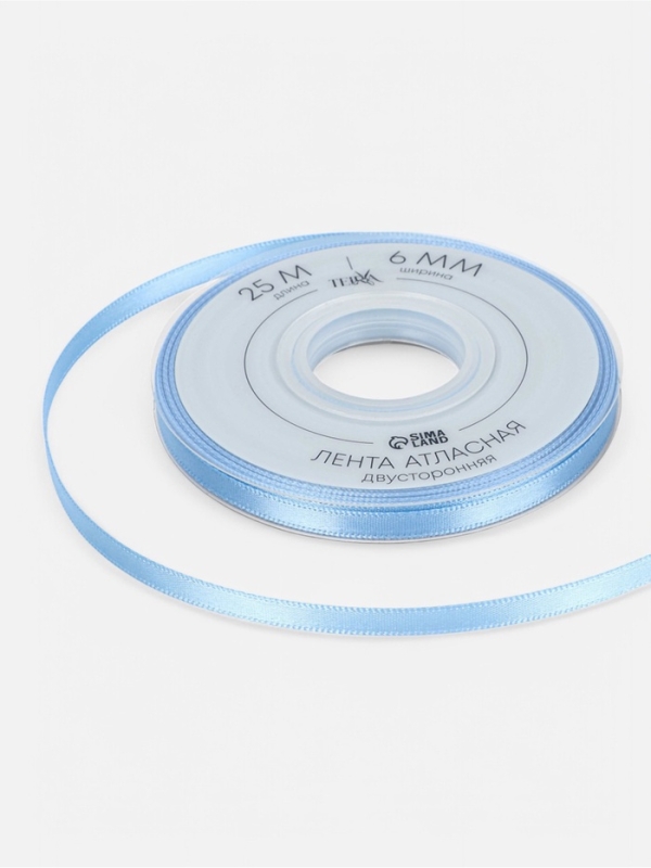 Лента атласная двухсторонняя №332 6мм*25&plusmn;1м небесно-голубой TR