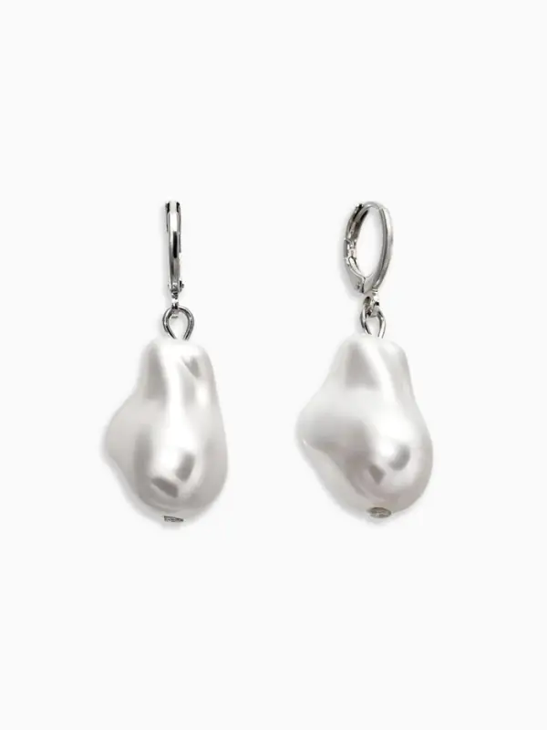 Серьги "Жемчуг барокко", цвет белый в серебре