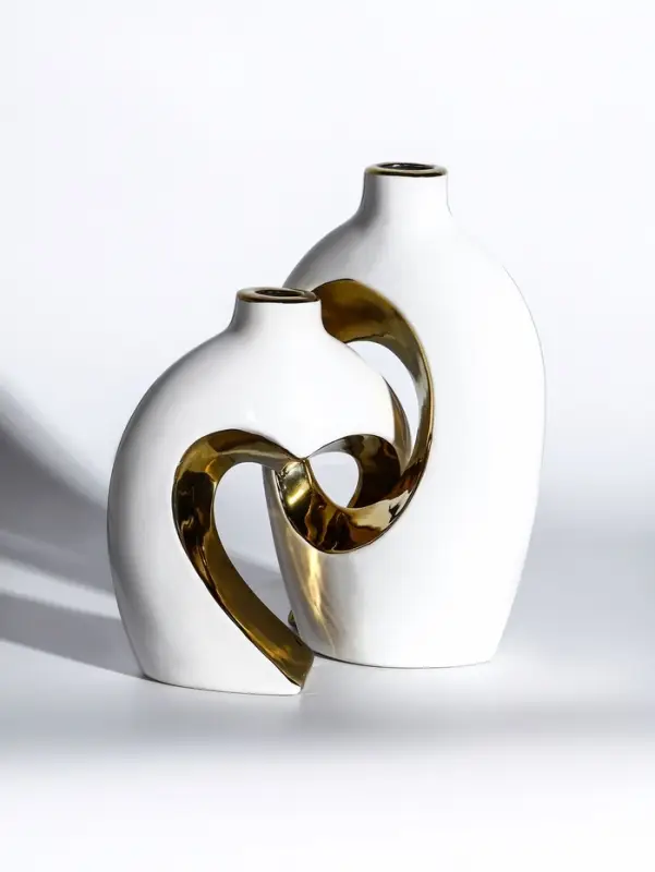 Ваза керамика настольная "Лари" (набор 2 шт) h=26х23, d=4 см, белый