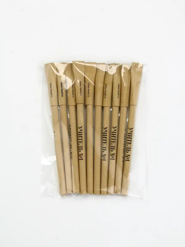 Эко-ручка, синяя паста 1.0 мм "Учителю с благодарностью"  МИКС