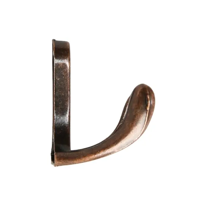 Крючок мебельный ТУНДРА TKd=005, двухрожковый, медь, 5 шт.