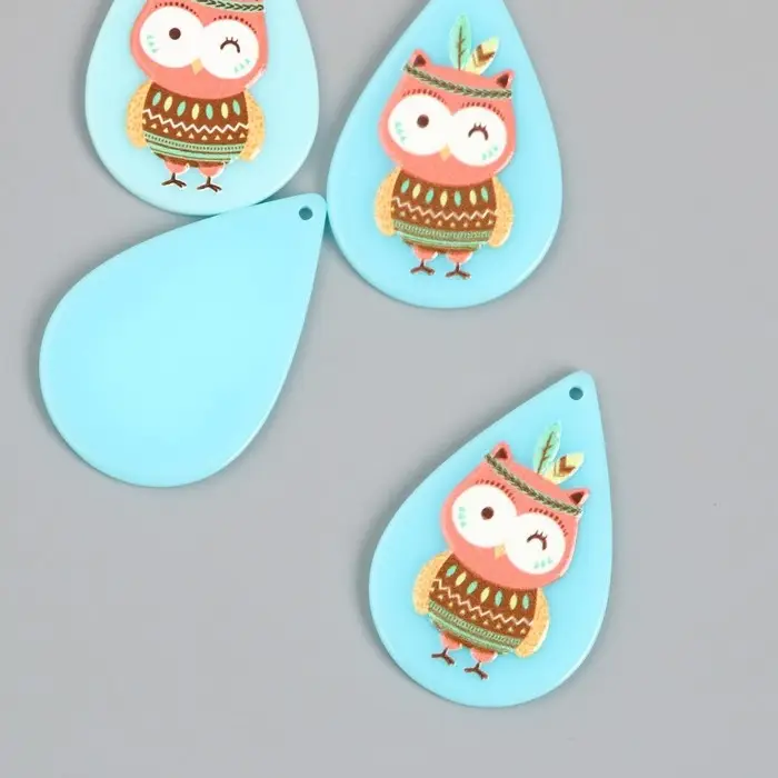 Декор для творчества акрил "Совёнок-индеец" 0,2х2,6х3,9 см