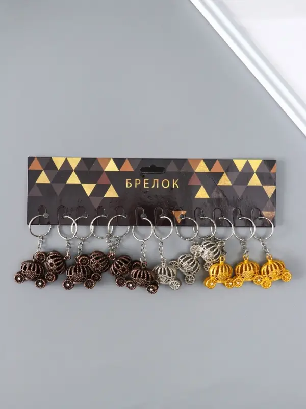 Брелок металл, стразы "Карета-тыква" МИКС 3,2х1,5х3,2 см