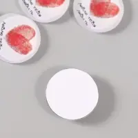 Кабошон стекло для творчества "Круг. Сердце отпечатки" 3х3 см