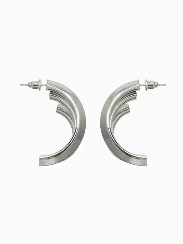 Серьги металл "Трио" на увеличение, цвет серебро