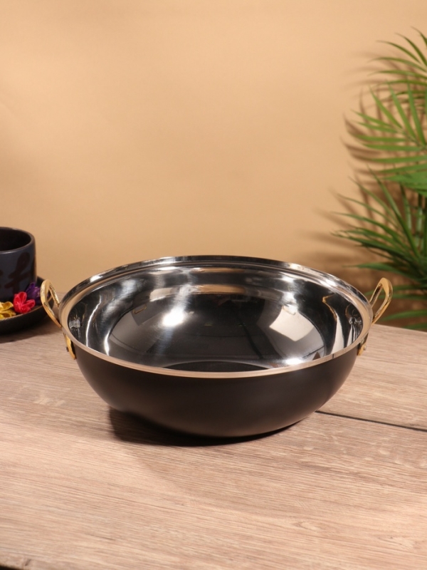 Блюдо глубокое с крышкой "Черный жемчуг" черное. нержавеющая сталь 26,5х24,5х14 см