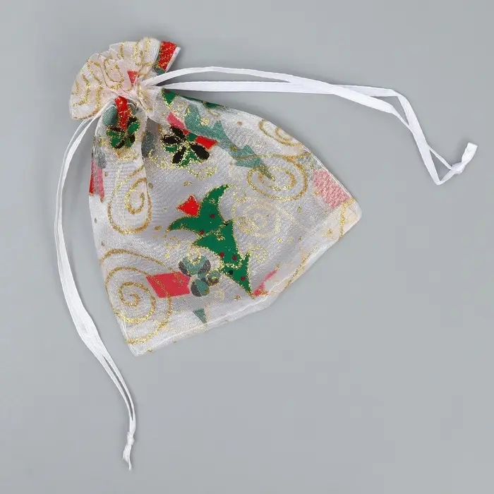 Мешочек подарочный органза &laquo;Золотые мгновения&raquo;, 10 х 12 см +/- 1.5 см