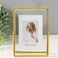 Фоторамка металл на 1 фото 13х18 см "Лофт" золото гальваника 1,2х14х18,8 см