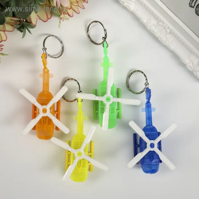 Фонарик брелок для ключей на кольце &laquo;Вертолёт&raquo;, 4.5&times;8.2&times;3.5 см, МИКС